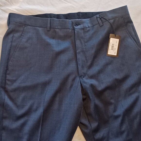 NEW Armani Exchange Steele Blue LONG Modern Fit Flat Front Solid Dress Pants - Picture 3 of 12